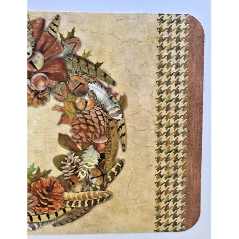 CounterArt Wreath Pheasant Placemats Thanksgiving Double Sided 17x11 Set of 4